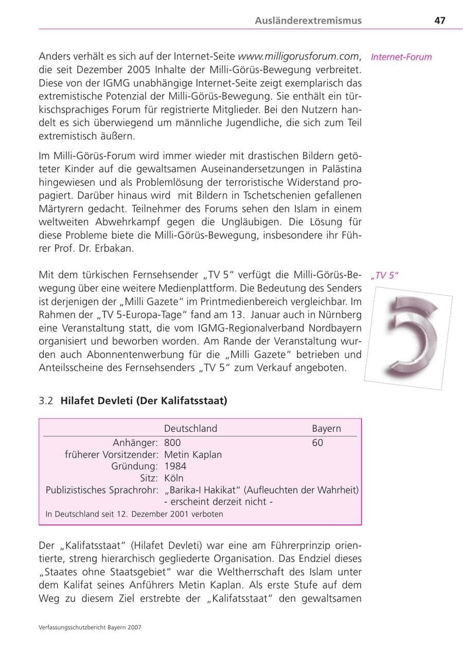 Seite 47 des Verfassungsschutzbericht 2007 Bayern