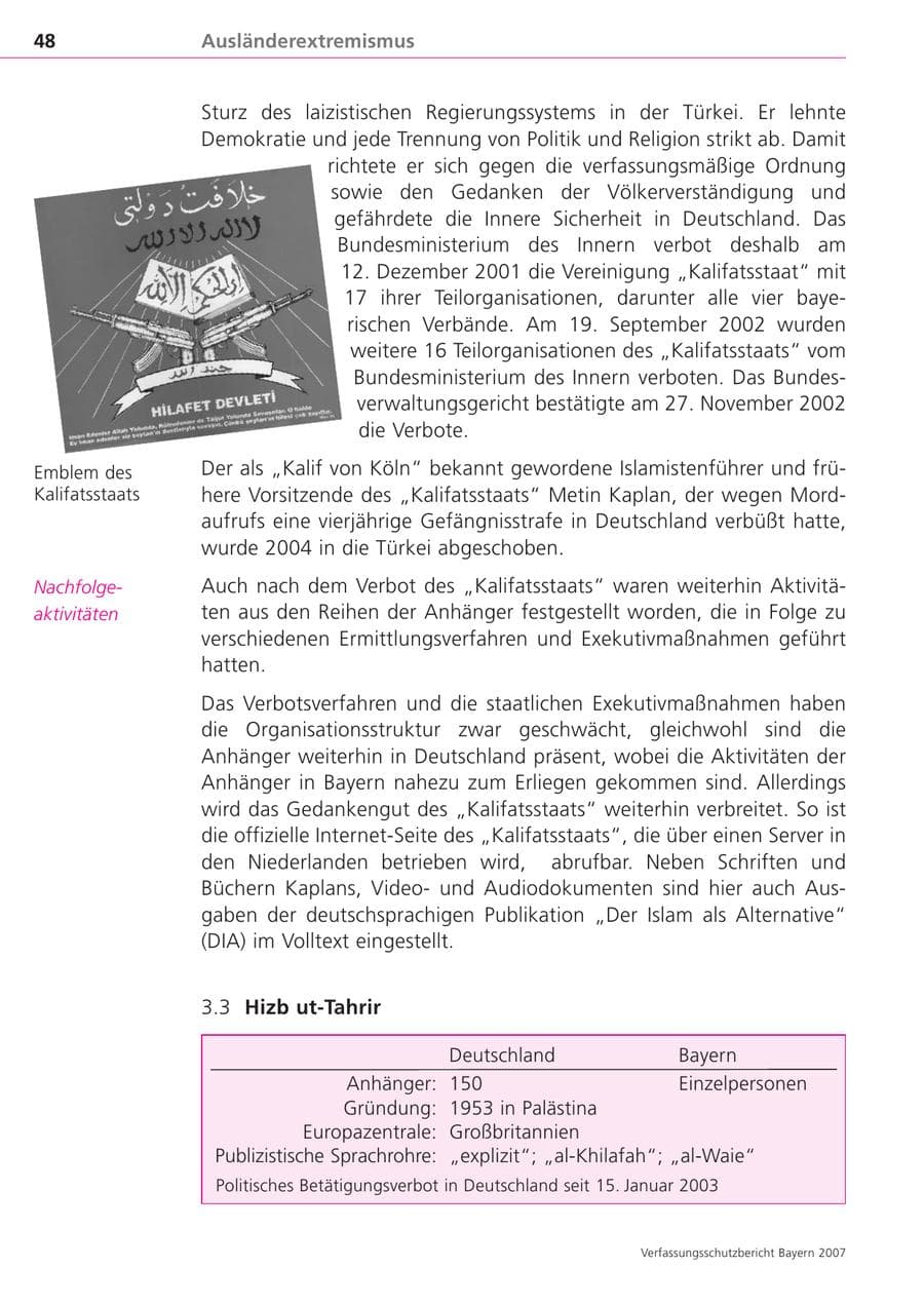 Seite 48 des Verfassungsschutzbericht 2007 Bayern