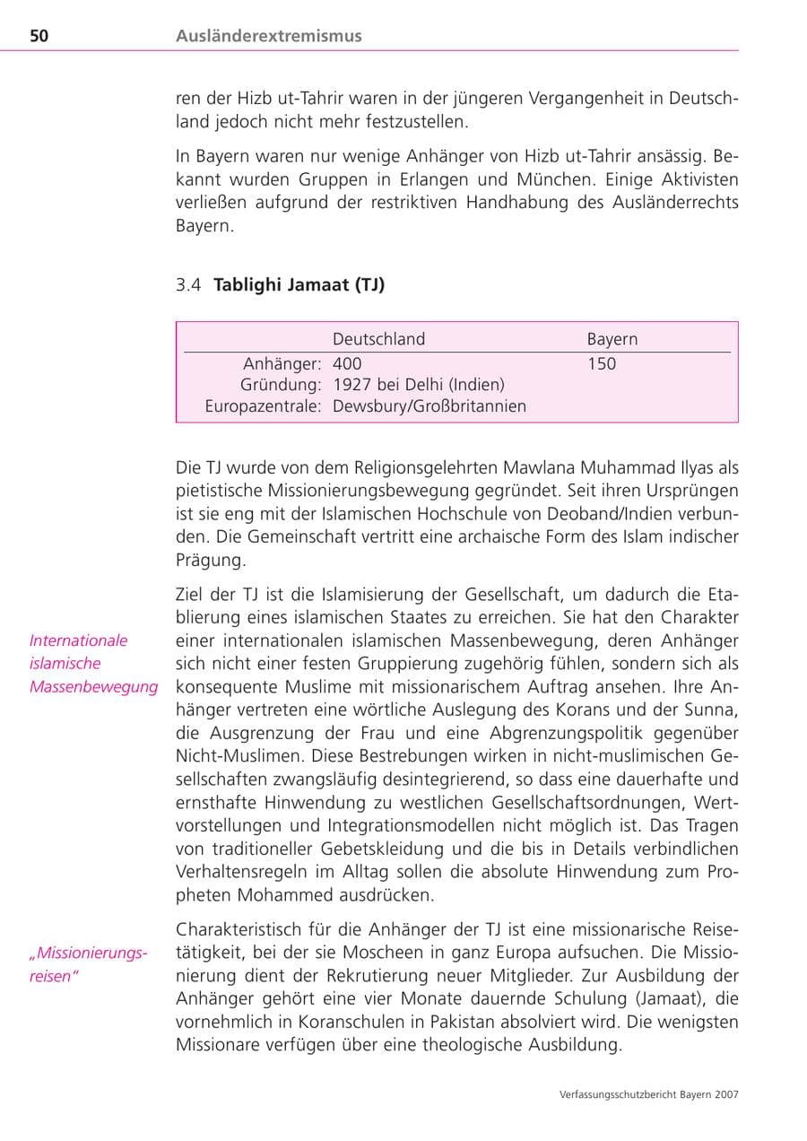 Seite 50 des Verfassungsschutzbericht 2007 Bayern