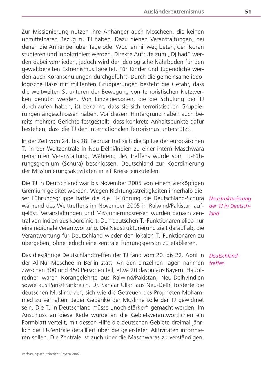Seite 51 des Verfassungsschutzbericht 2007 Bayern