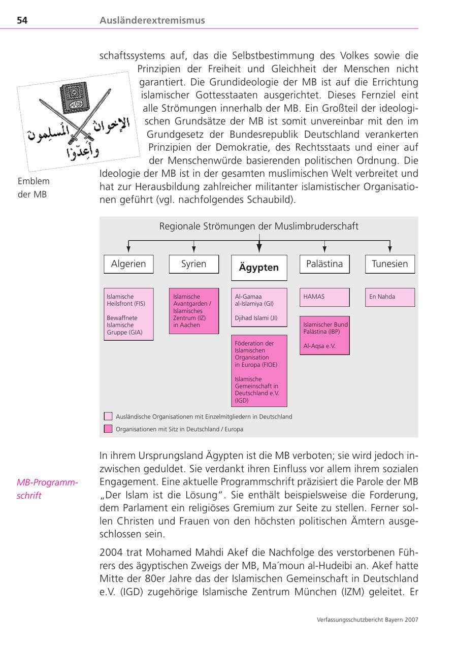 Seite 54 des Verfassungsschutzbericht 2007 Bayern