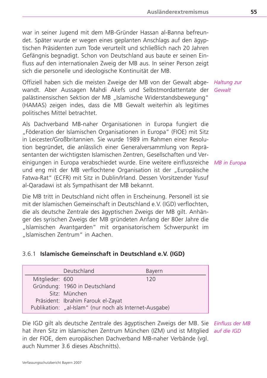 Seite 55 des Verfassungsschutzbericht 2007 Bayern