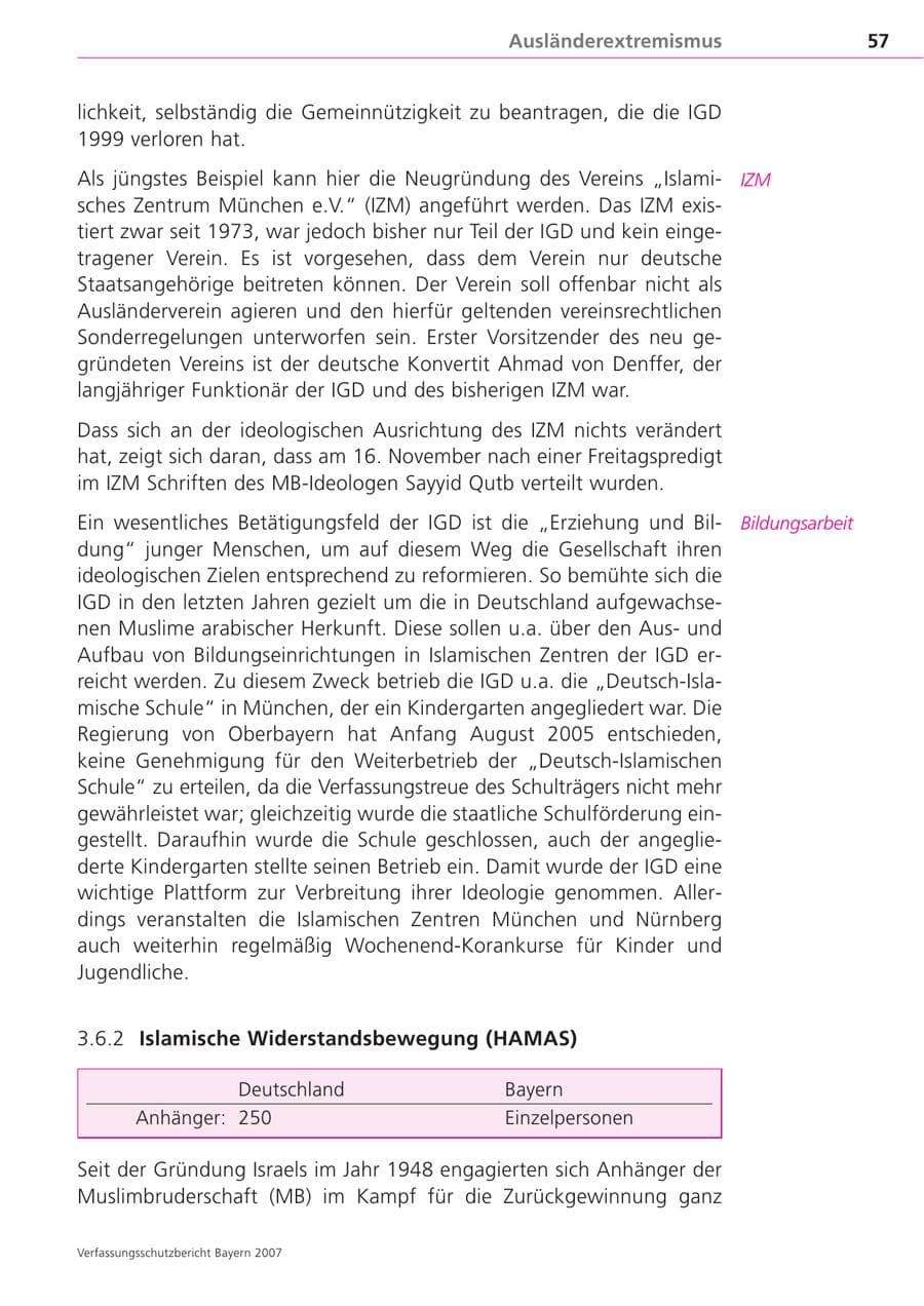 Seite 57 des Verfassungsschutzbericht 2007 Bayern
