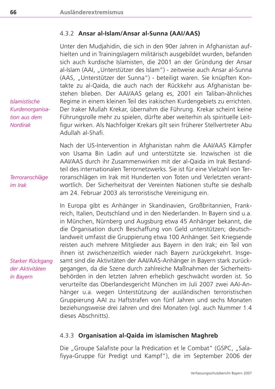 Seite 66 des Verfassungsschutzbericht 2007 Bayern