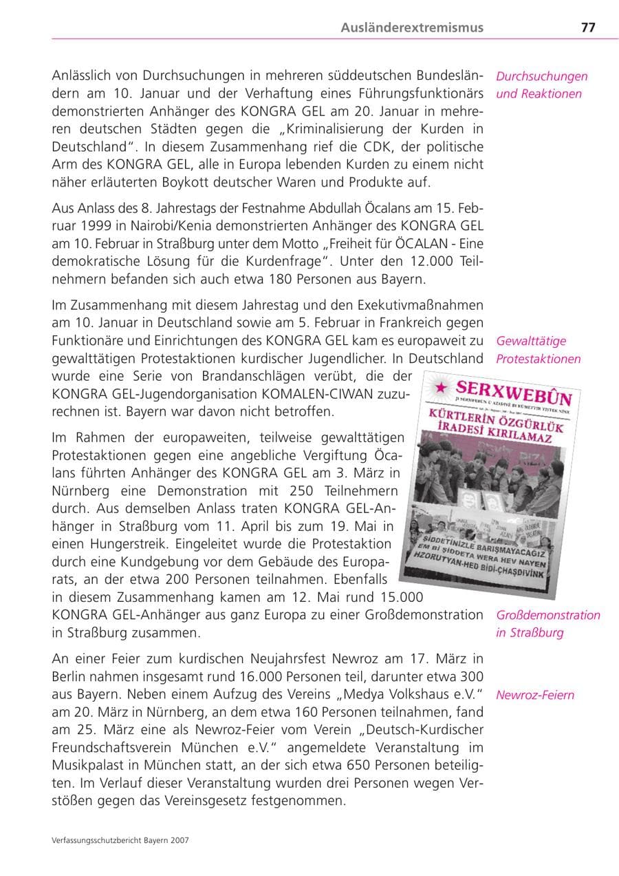 Seite 77 des Verfassungsschutzbericht 2007 Bayern