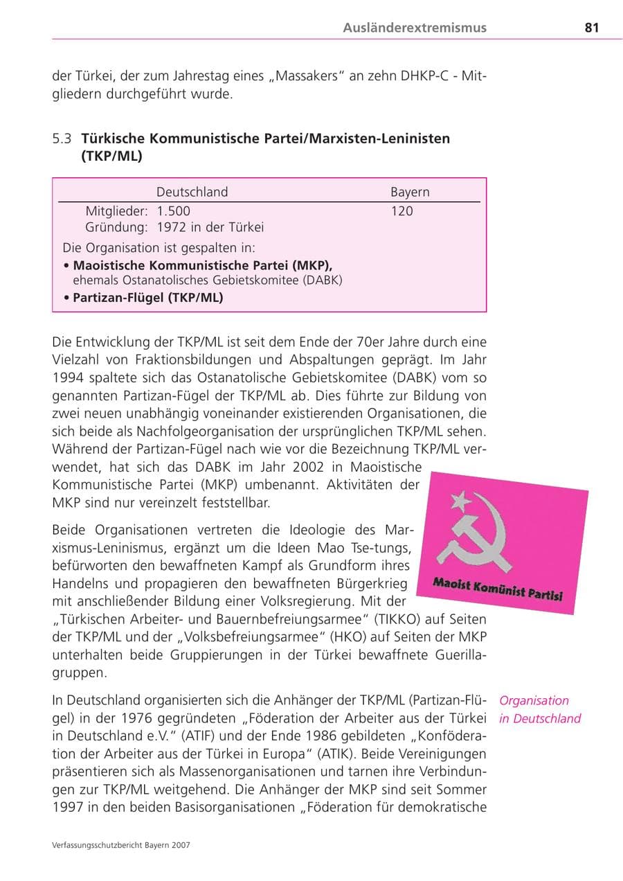 Seite 81 des Verfassungsschutzbericht 2007 Bayern