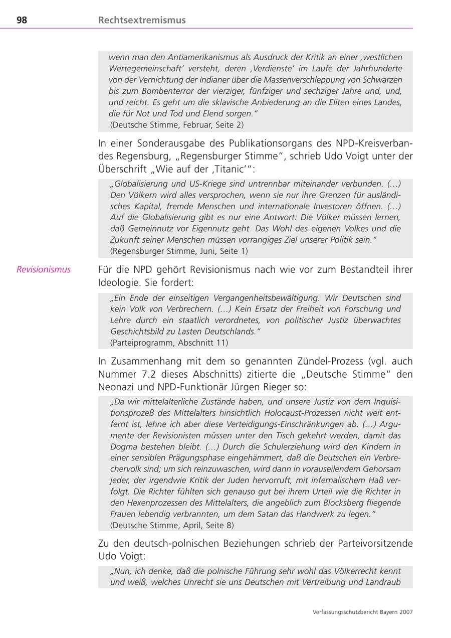 Seite 98 des Verfassungsschutzbericht 2007 Bayern