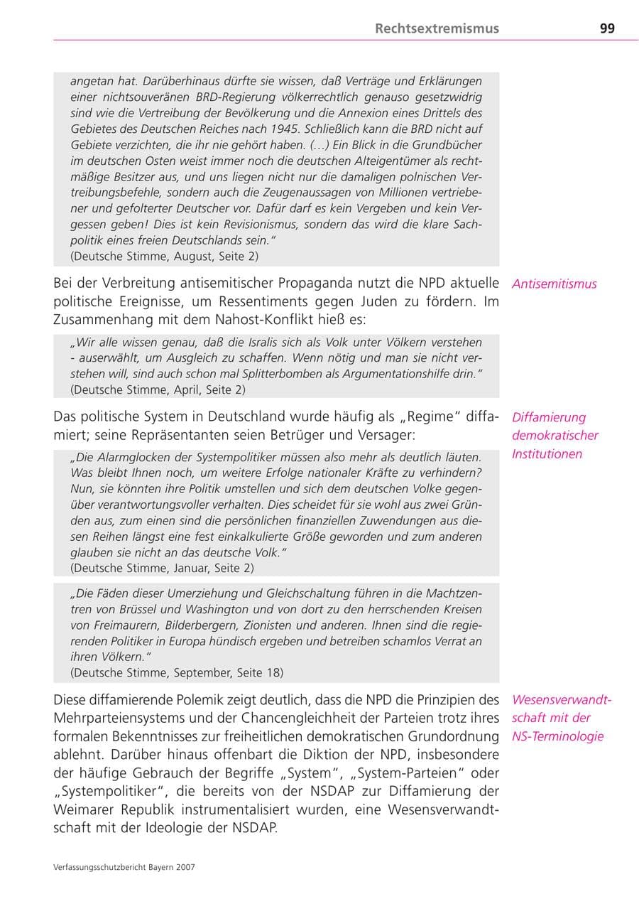 Seite 99 des Verfassungsschutzbericht 2007 Bayern