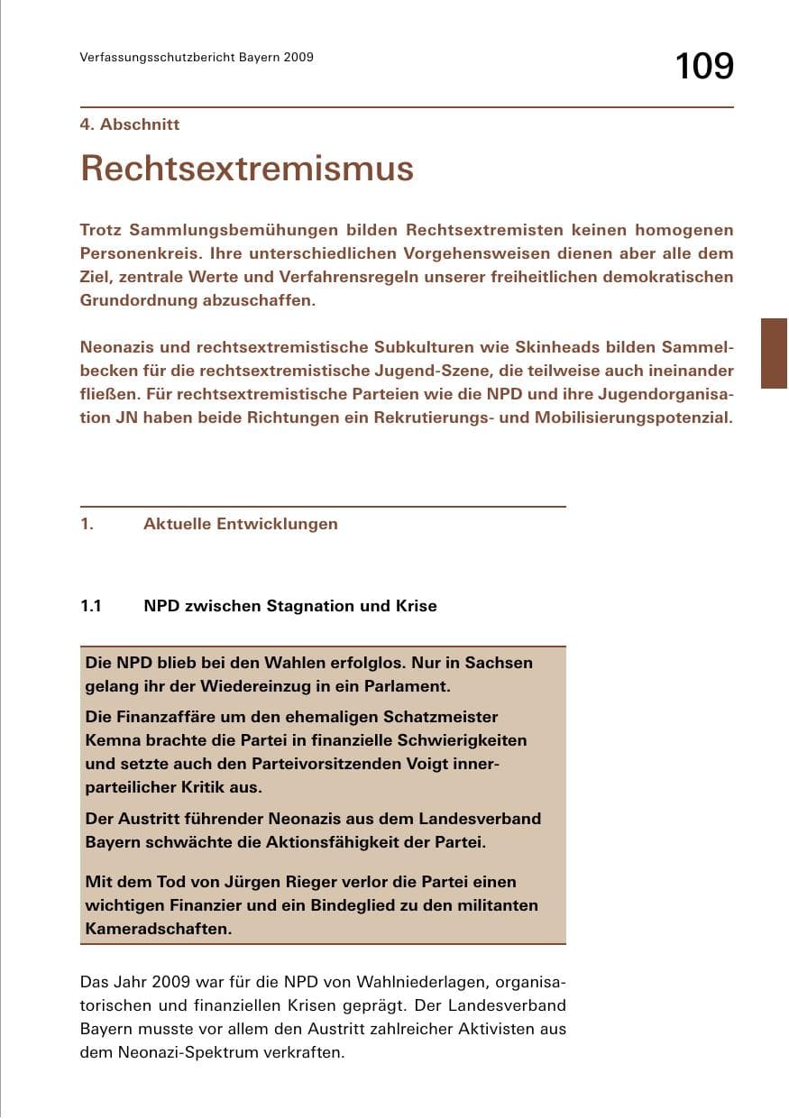 Seite 111 des Verfassungsschutzbericht 2009 Bayern