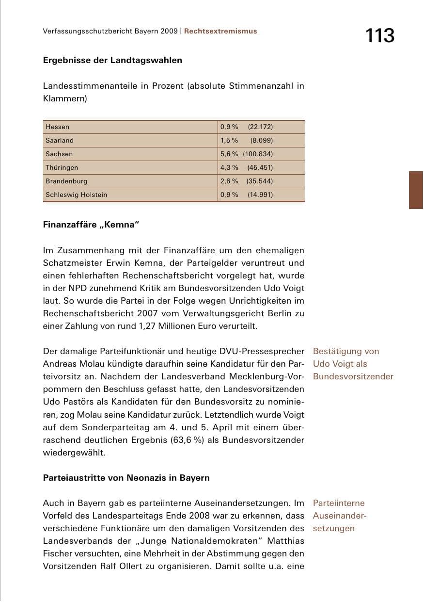 Seite 115 des Verfassungsschutzbericht 2009 Bayern