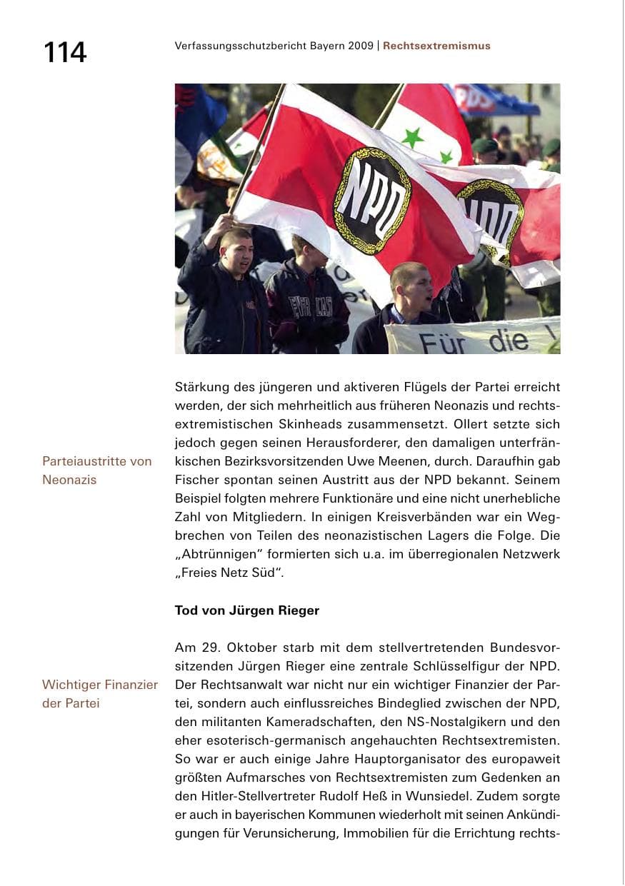 Seite 116 des Verfassungsschutzbericht 2009 Bayern