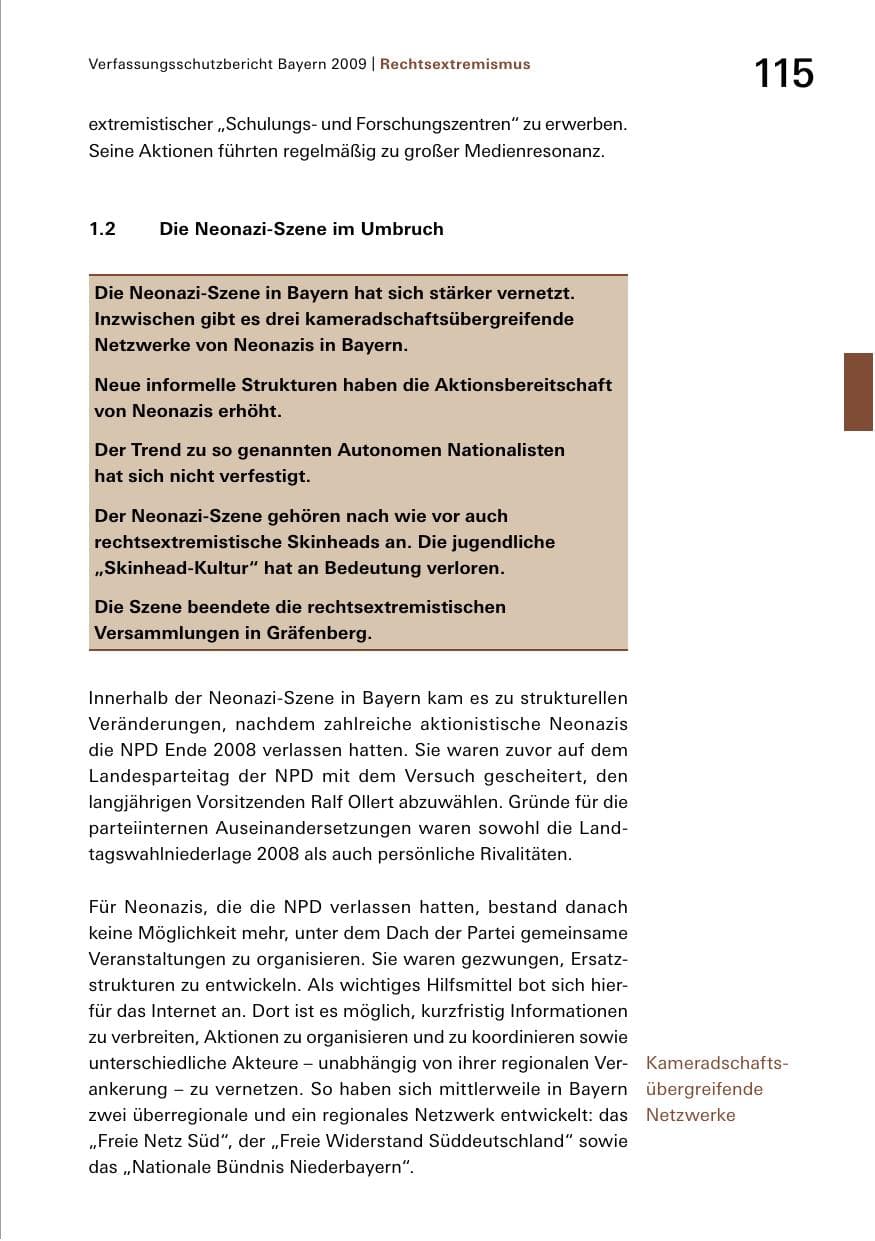 Seite 117 des Verfassungsschutzbericht 2009 Bayern