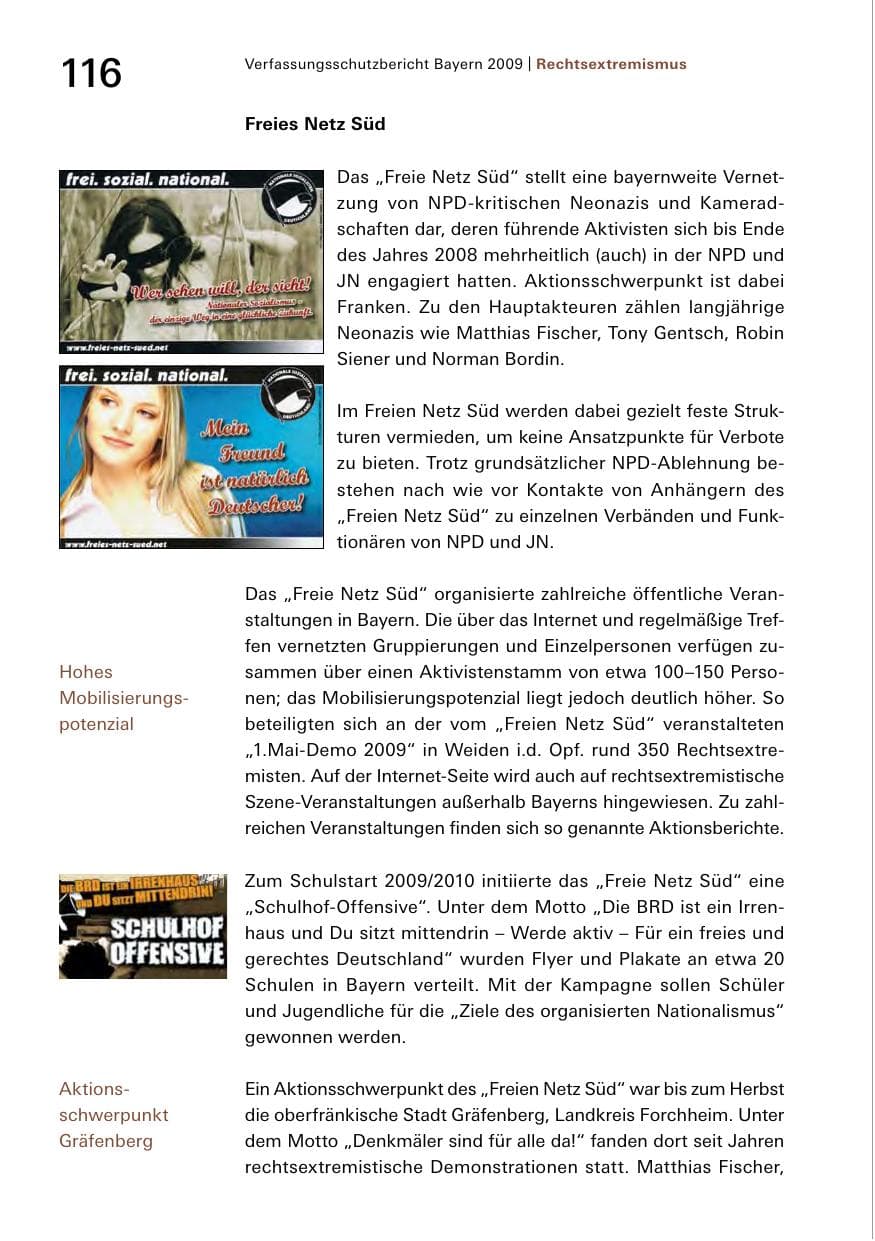 Seite 118 des Verfassungsschutzbericht 2009 Bayern