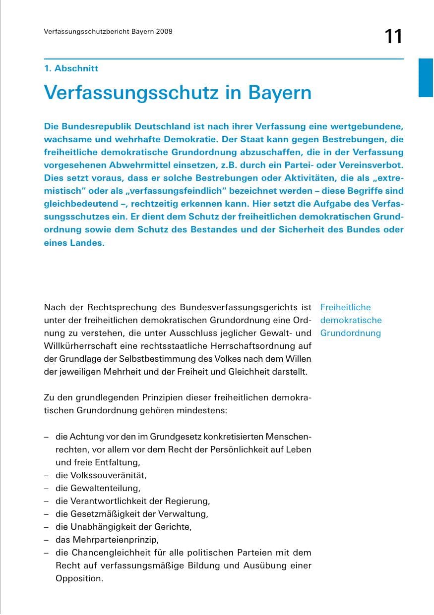 Seite 13 des Verfassungsschutzbericht 2009 Bayern