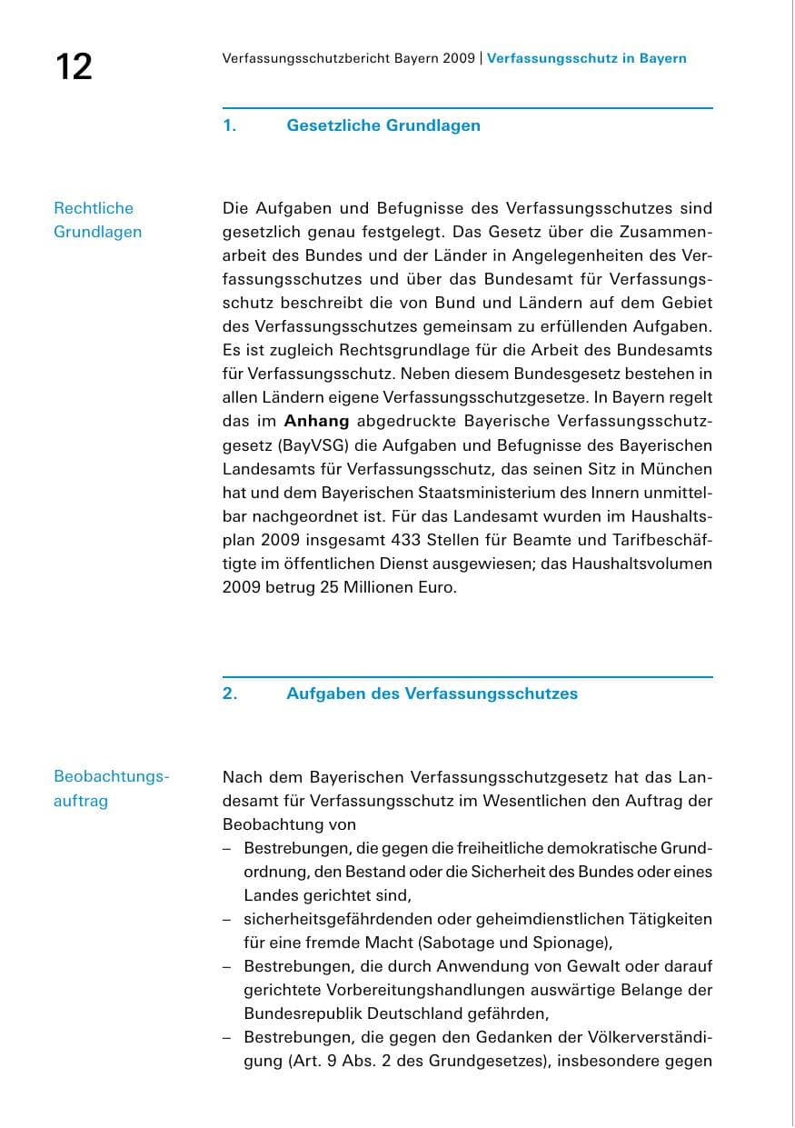 Seite 14 des Verfassungsschutzbericht 2009 Bayern