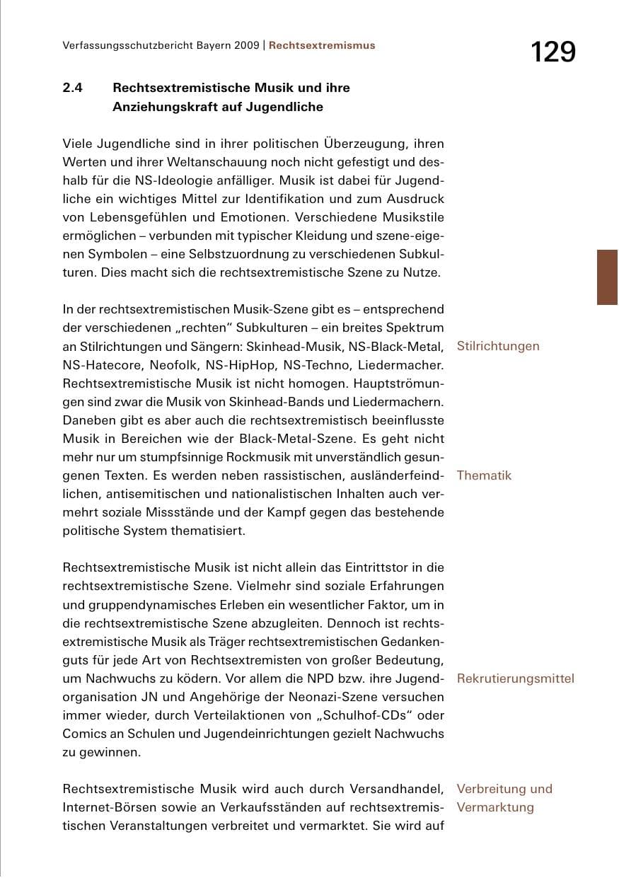 Seite 131 des Verfassungsschutzbericht 2009 Bayern