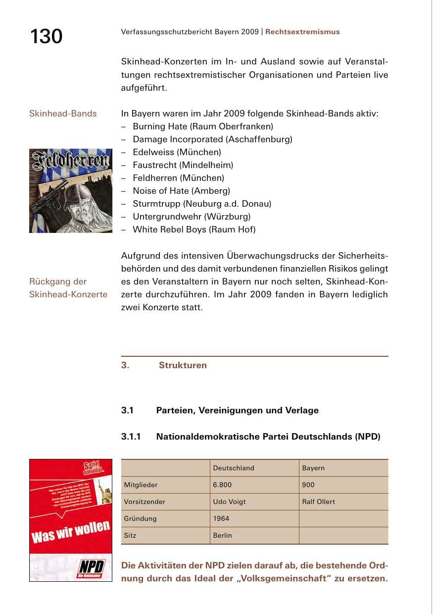Seite 132 des Verfassungsschutzbericht 2009 Bayern