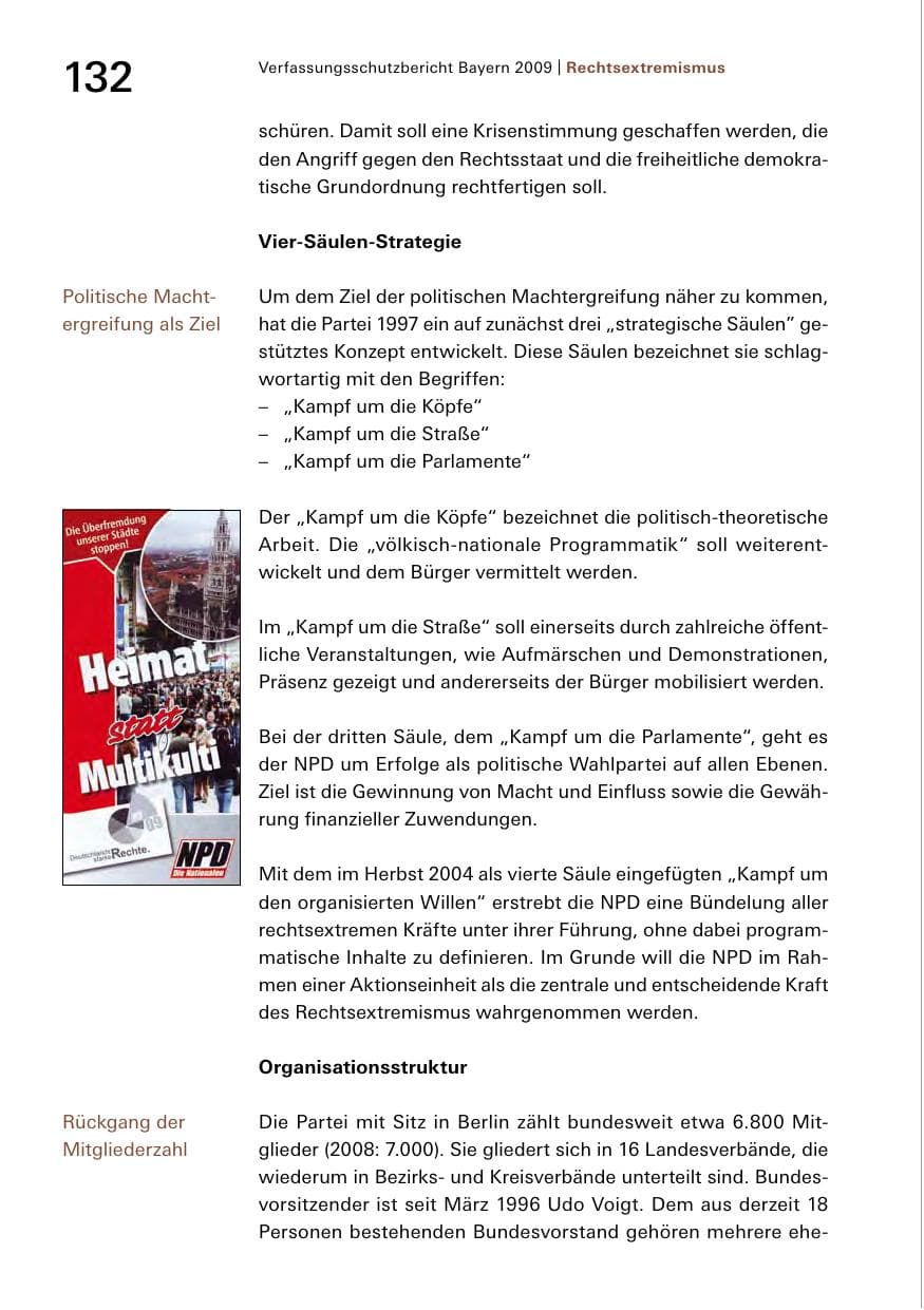 Seite 134 des Verfassungsschutzbericht 2009 Bayern