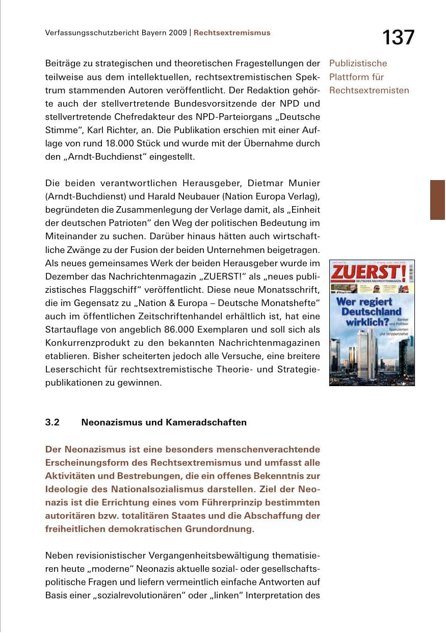 Seite 139 des Verfassungsschutzbericht 2009 Bayern