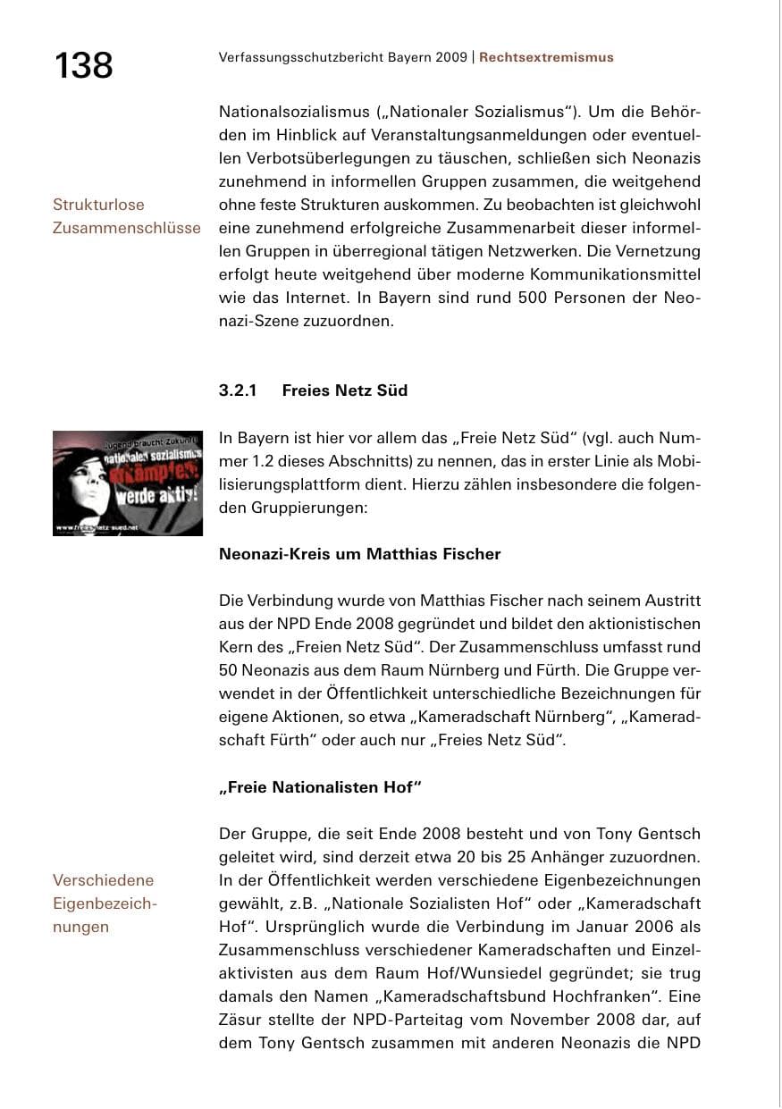 Seite 140 des Verfassungsschutzbericht 2009 Bayern