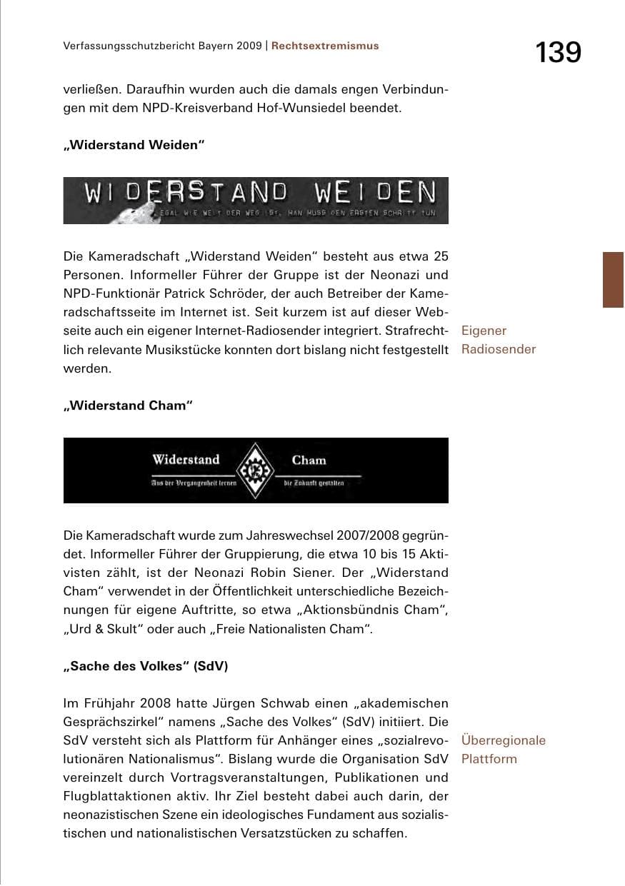 Seite 141 des Verfassungsschutzbericht 2009 Bayern