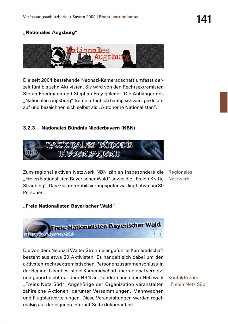 Seite 143 des Verfassungsschutzbericht 2009 Bayern