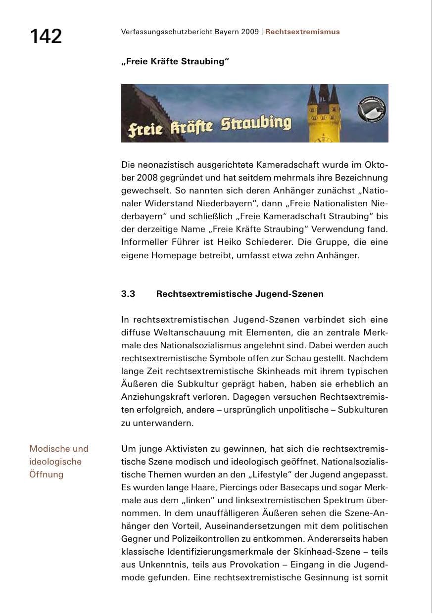 Seite 144 des Verfassungsschutzbericht 2009 Bayern