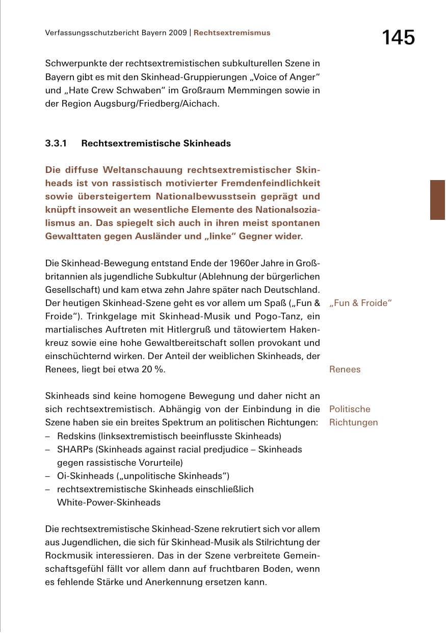 Seite 147 des Verfassungsschutzbericht 2009 Bayern