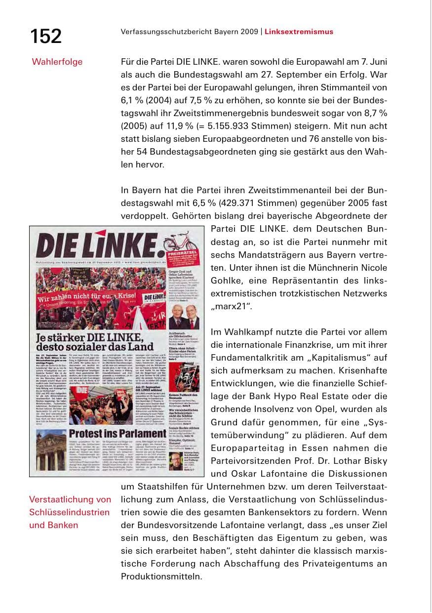 Seite 154 des Verfassungsschutzbericht 2009 Bayern