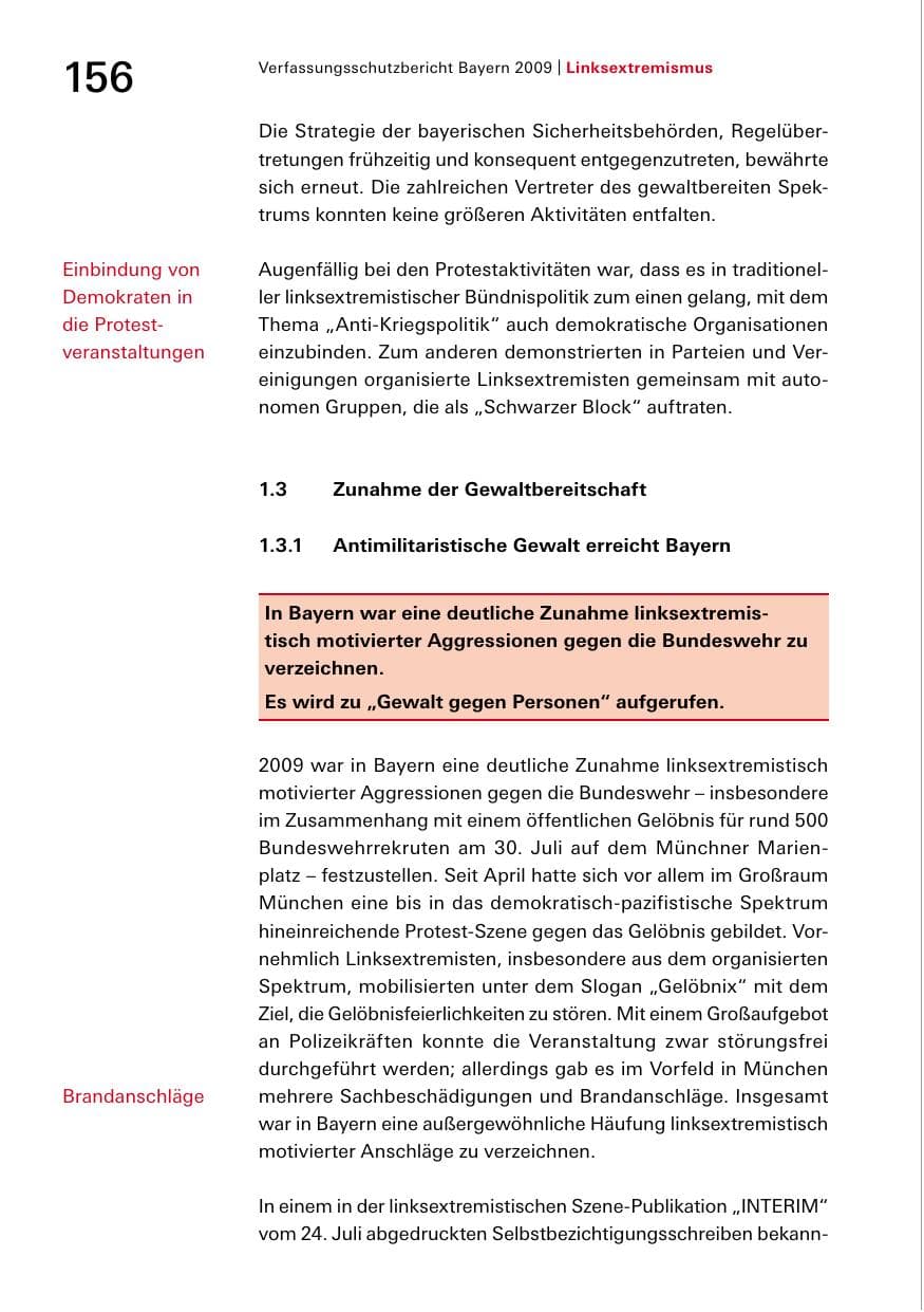 Seite 158 des Verfassungsschutzbericht 2009 Bayern