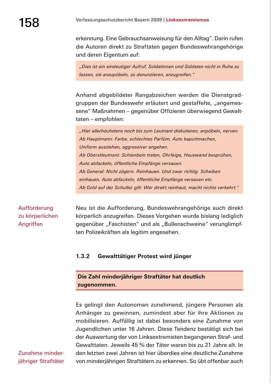 Seite 160 des Verfassungsschutzbericht 2009 Bayern
