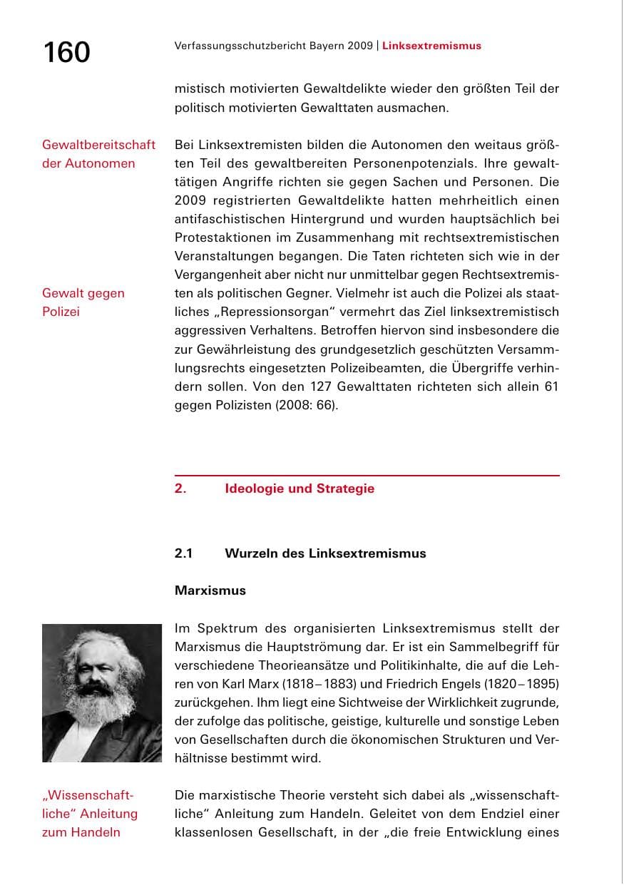 Seite 162 des Verfassungsschutzbericht 2009 Bayern