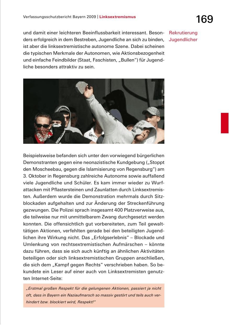 Seite 171 des Verfassungsschutzbericht 2009 Bayern