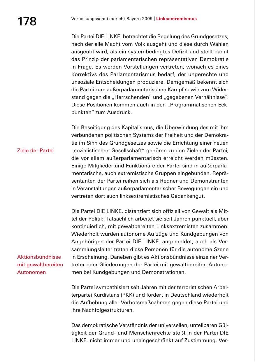 Seite 180 des Verfassungsschutzbericht 2009 Bayern