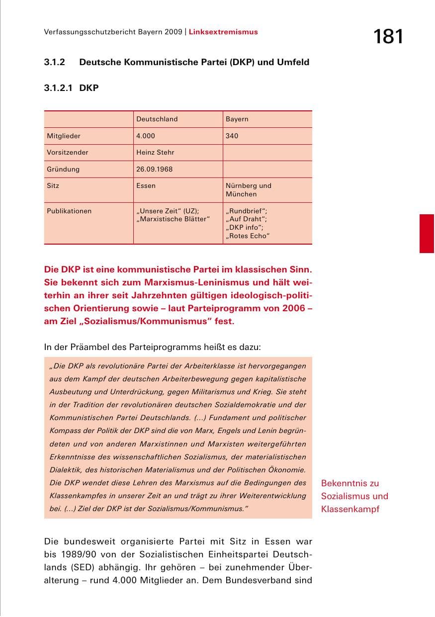 Seite 183 des Verfassungsschutzbericht 2009 Bayern