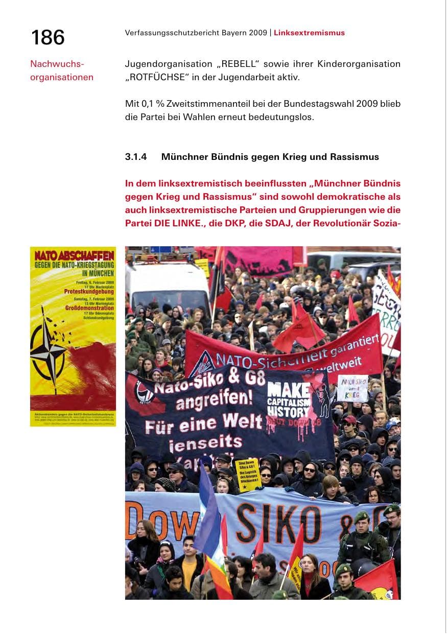 Seite 188 des Verfassungsschutzbericht 2009 Bayern