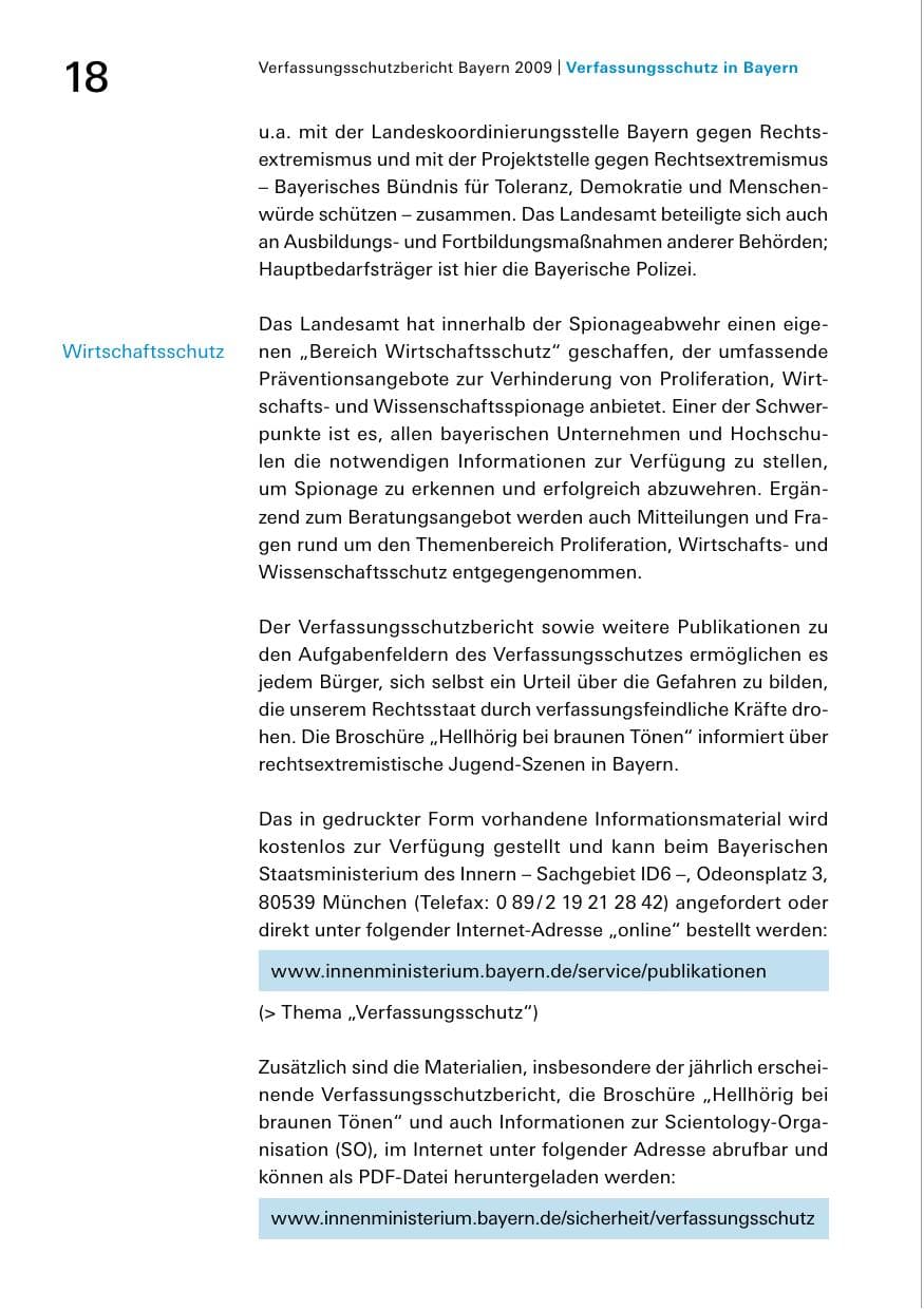 Seite 20 des Verfassungsschutzbericht 2009 Bayern