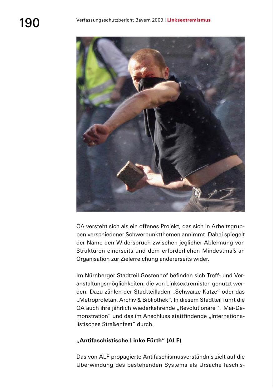 Seite 192 des Verfassungsschutzbericht 2009 Bayern