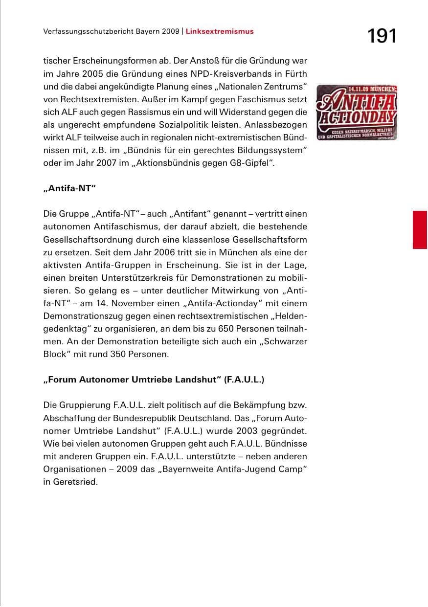 Seite 193 des Verfassungsschutzbericht 2009 Bayern