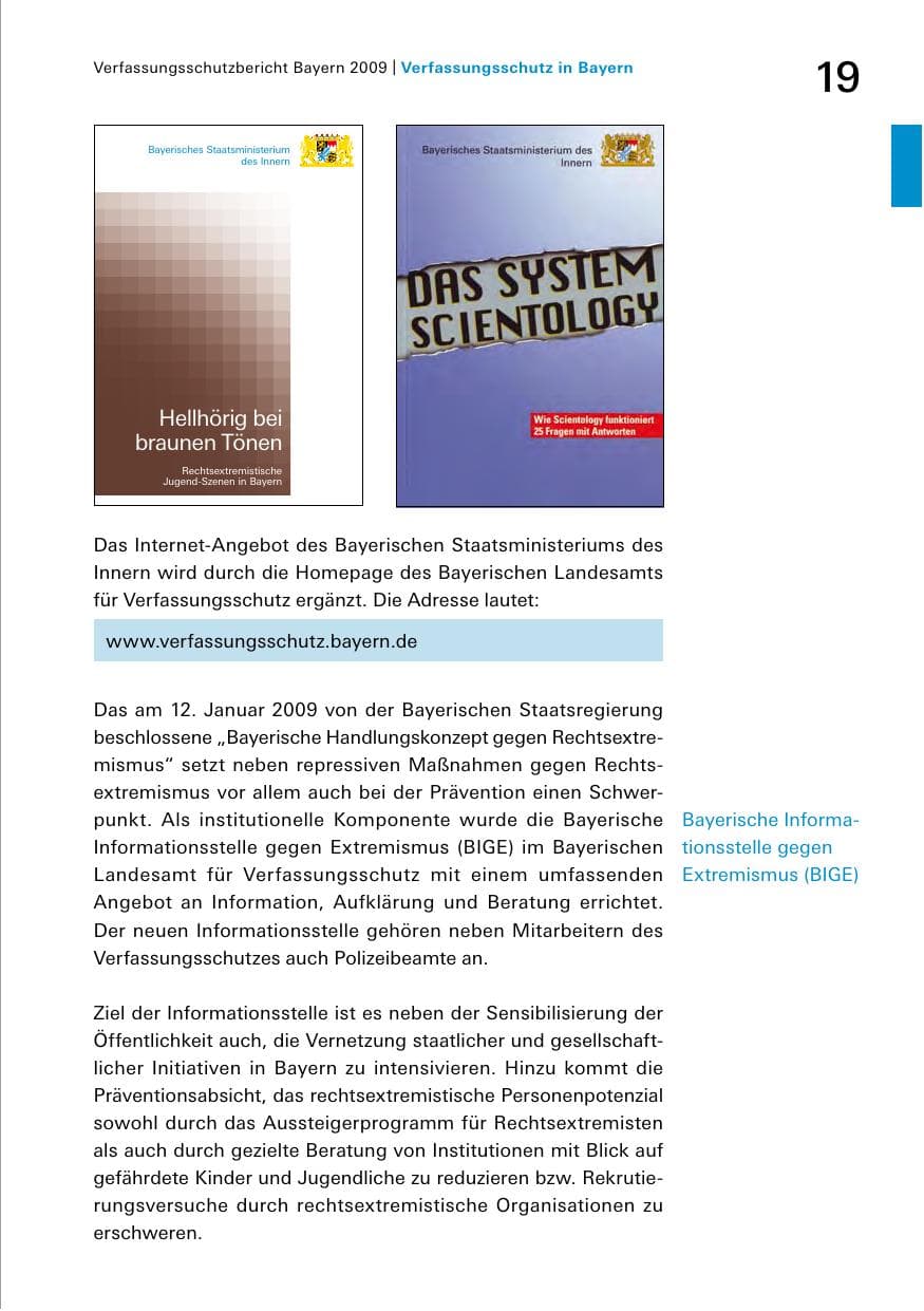 Seite 21 des Verfassungsschutzbericht 2009 Bayern