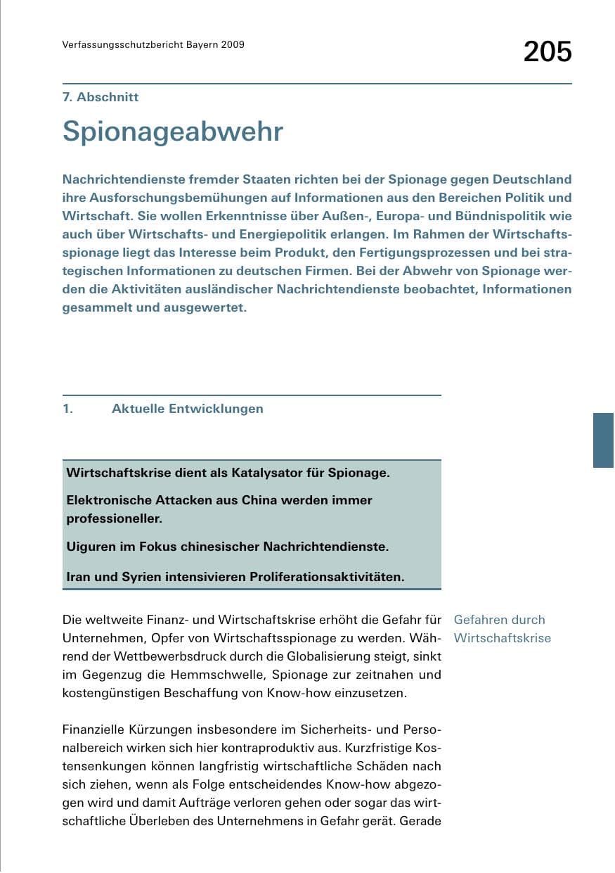 Seite 207 des Verfassungsschutzbericht 2009 Bayern