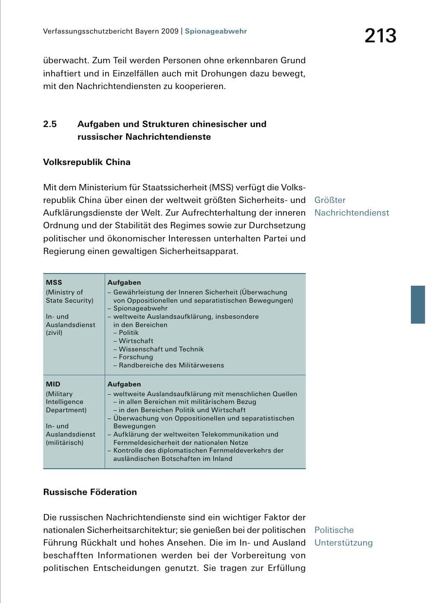 Seite 215 des Verfassungsschutzbericht 2009 Bayern