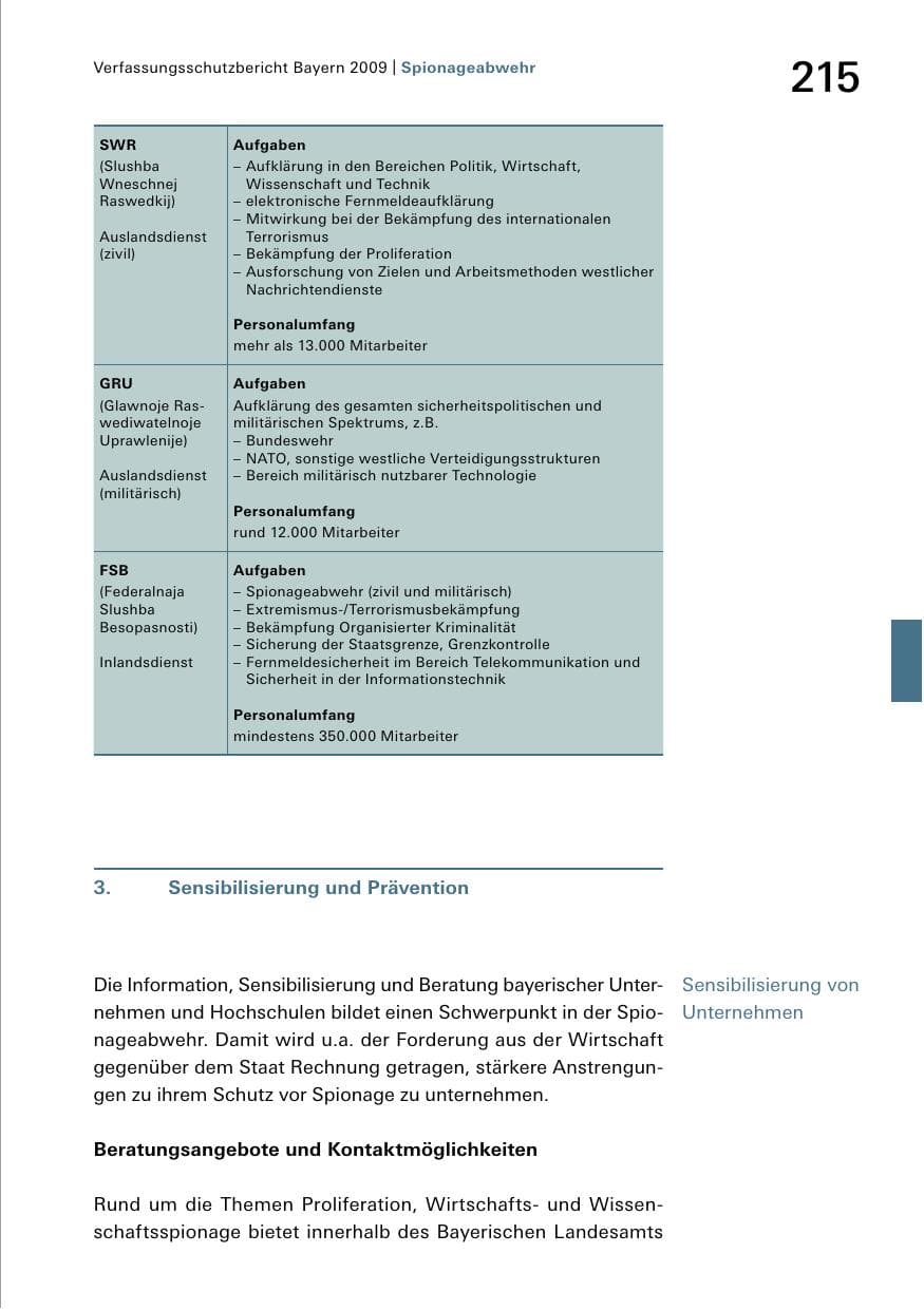 Seite 217 des Verfassungsschutzbericht 2009 Bayern