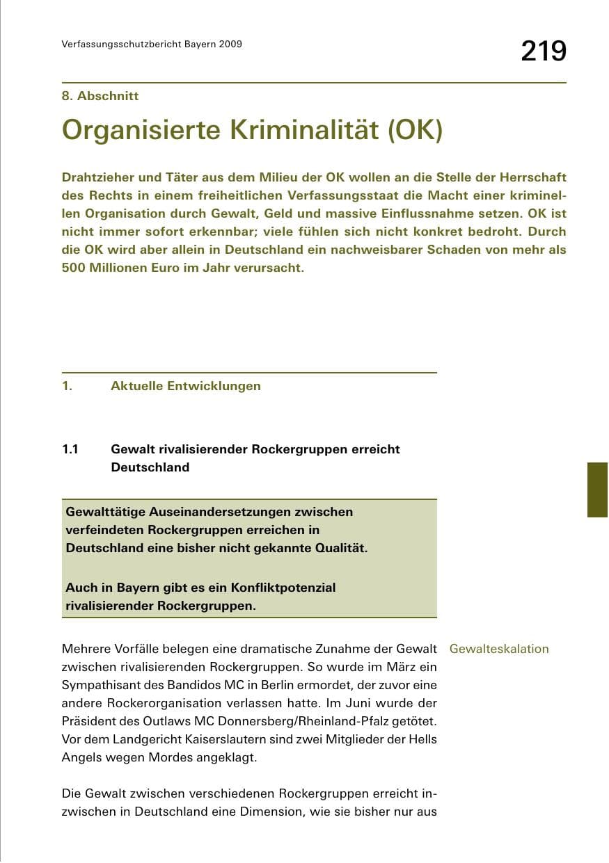 Seite 221 des Verfassungsschutzbericht 2009 Bayern