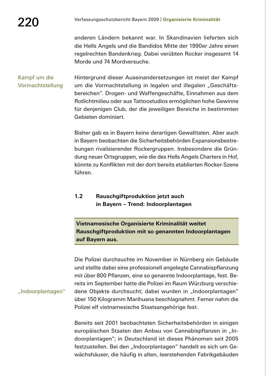 Seite 222 des Verfassungsschutzbericht 2009 Bayern