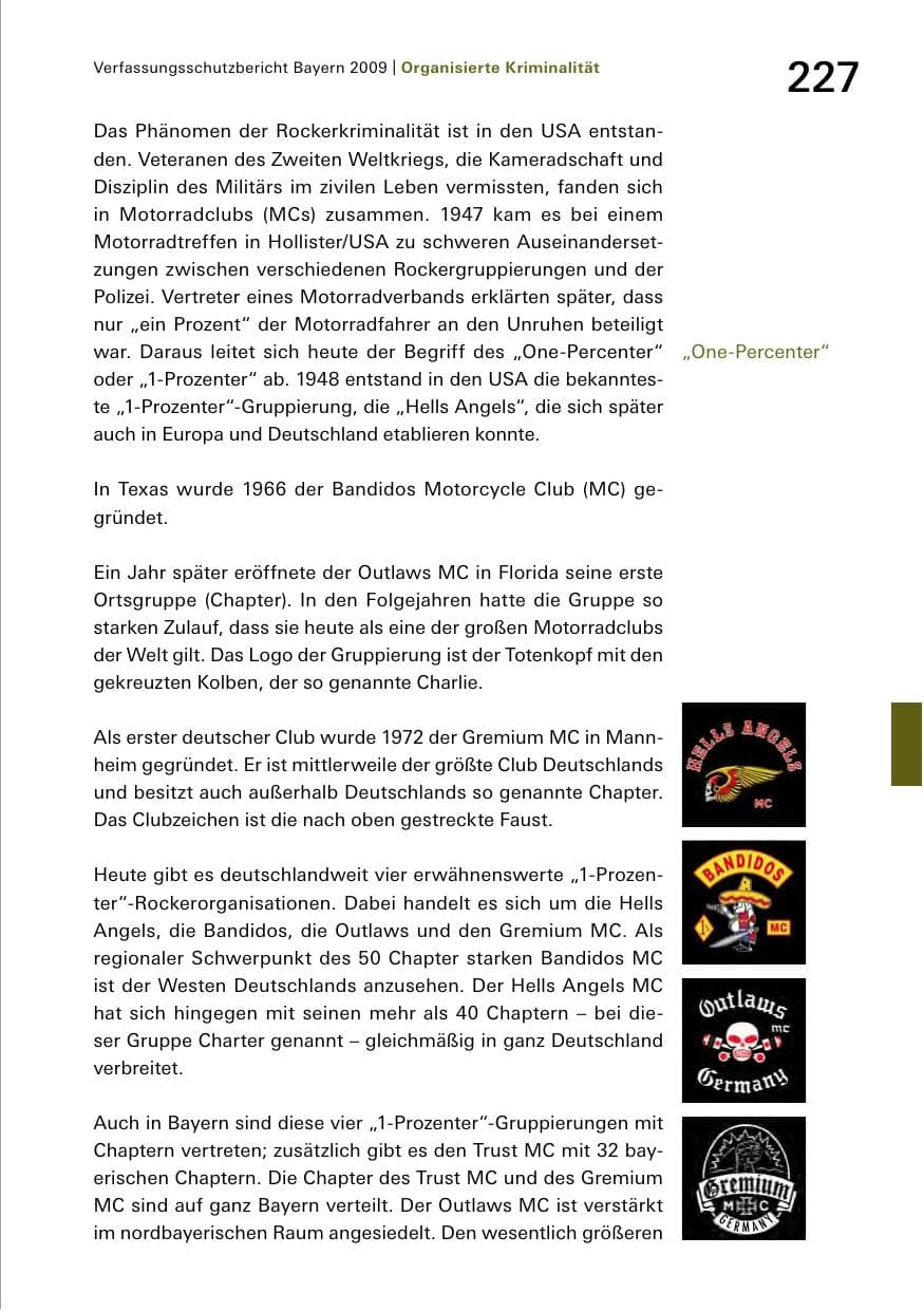 Seite 229 des Verfassungsschutzbericht 2009 Bayern