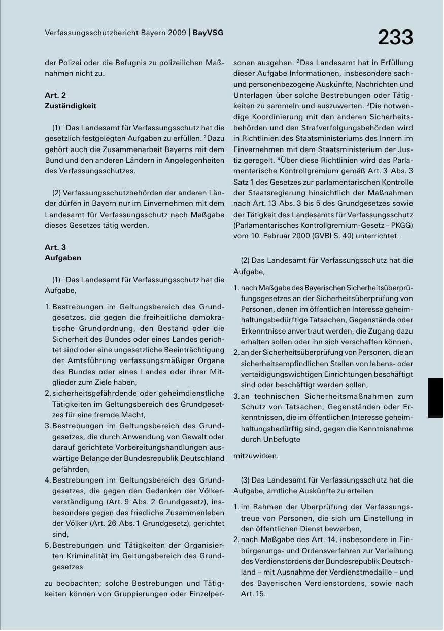 Seite 235 des Verfassungsschutzbericht 2009 Bayern