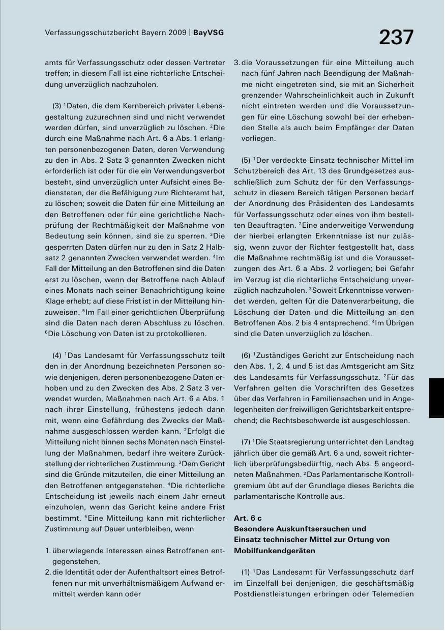 Seite 239 des Verfassungsschutzbericht 2009 Bayern