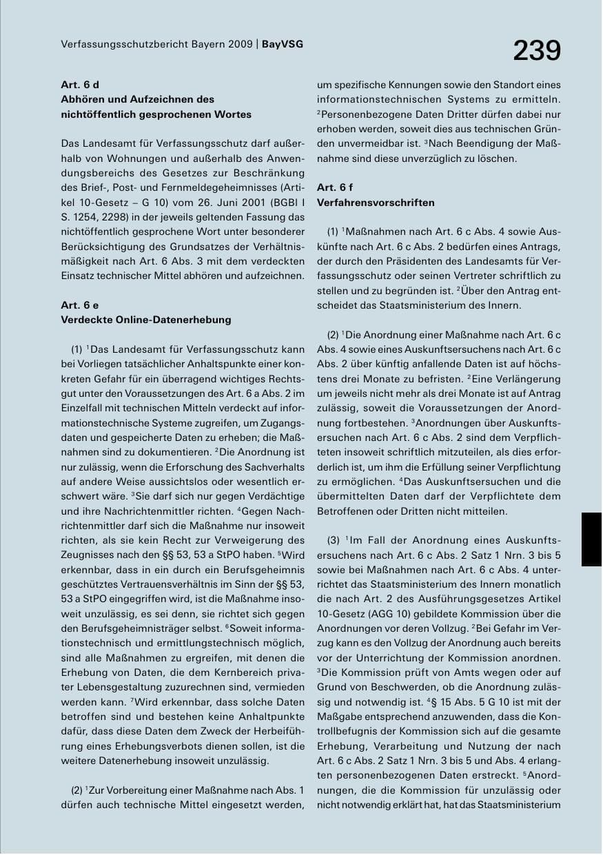 Seite 241 des Verfassungsschutzbericht 2009 Bayern