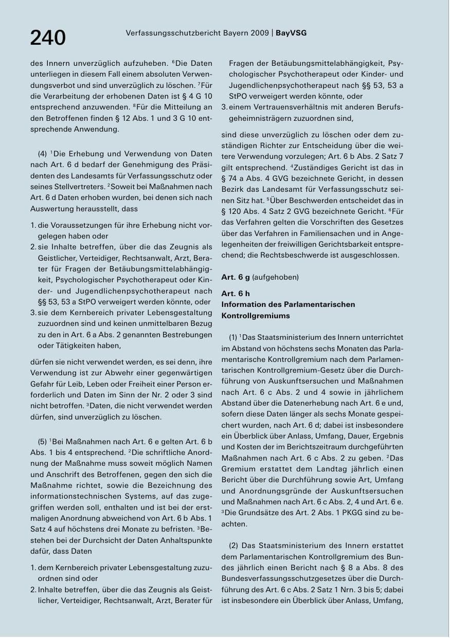 Seite 242 des Verfassungsschutzbericht 2009 Bayern